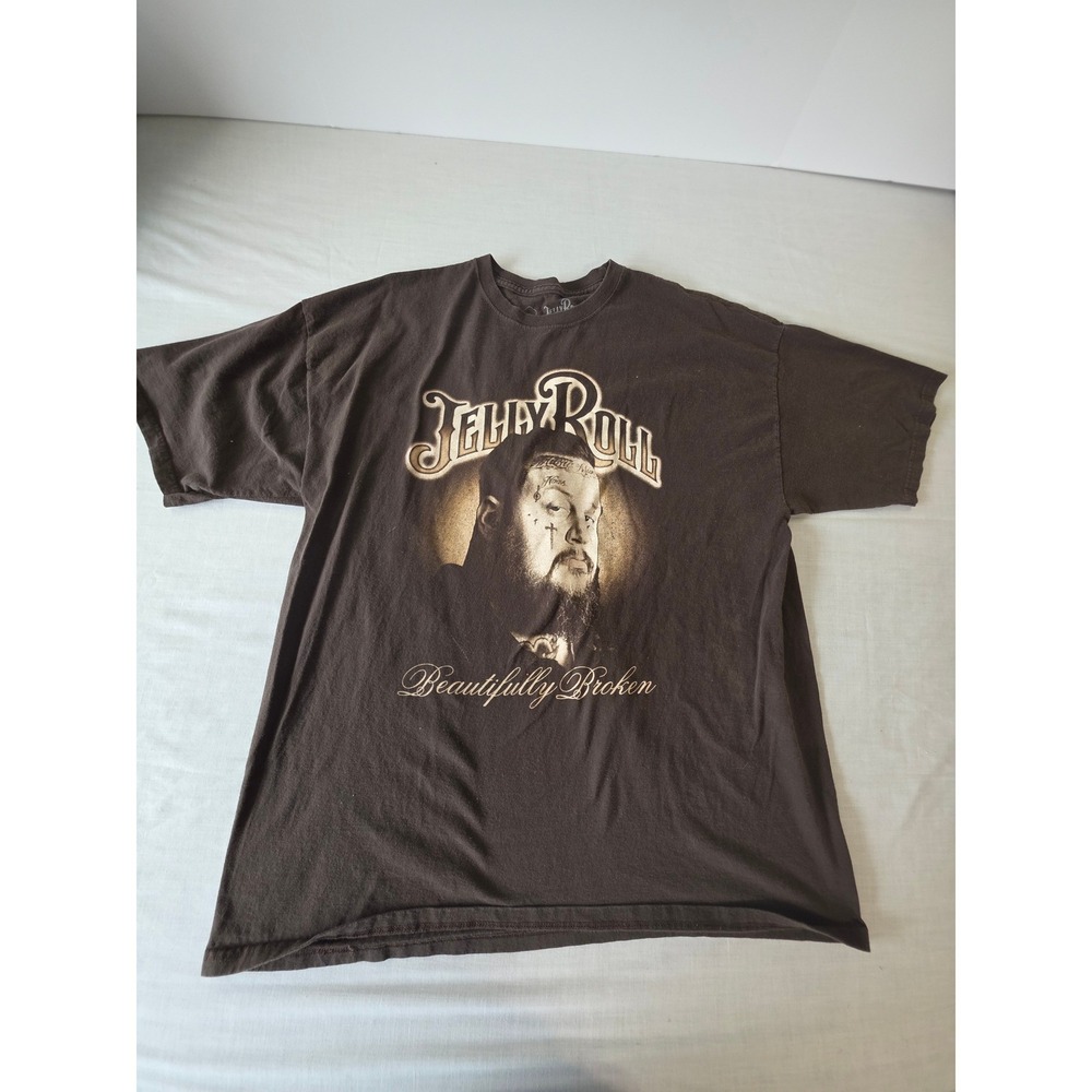 Jelly Roll T-Shirt Beautifully Broken Graphic 2XL Brown Concert Merch Tee